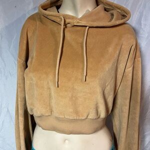 Vanilla Star Tan Cropped Hooded Sweatshirt